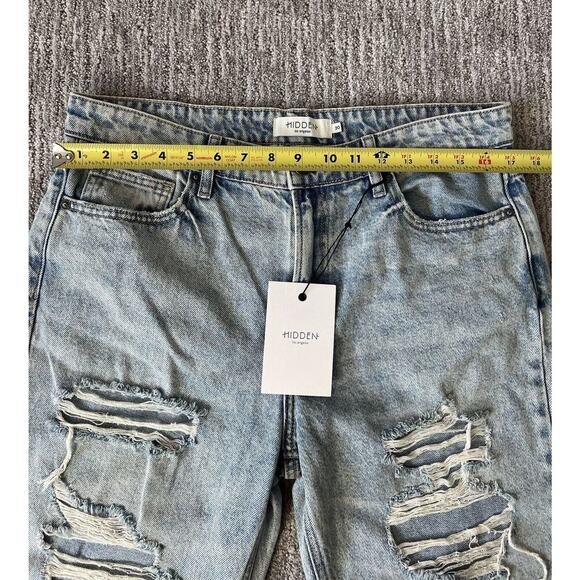 NWT Hidden Size 30” waist high Rise boyfriend straight leg jeans ripped distress - Picture 5 of 7